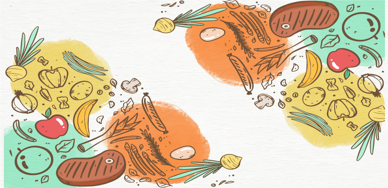 Alfombra cocina iconos de comida - TenVinilo