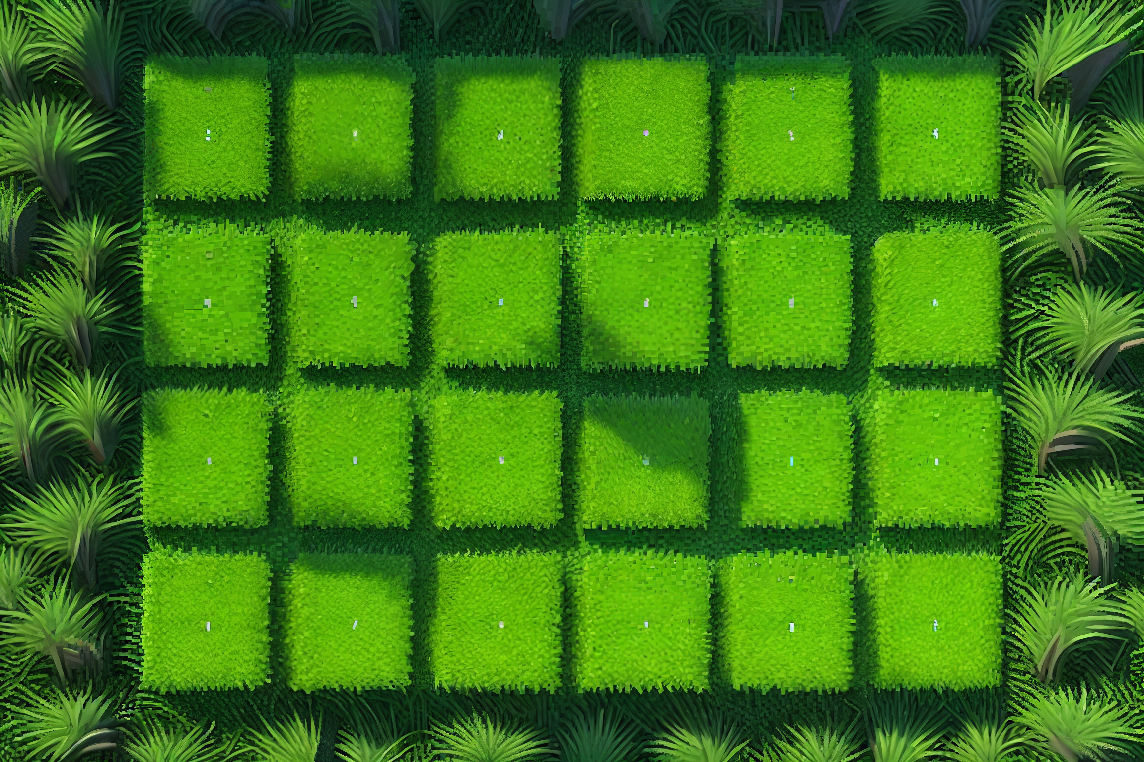 Alfombra vinilo naturaleza césped cubos - TenVinilo