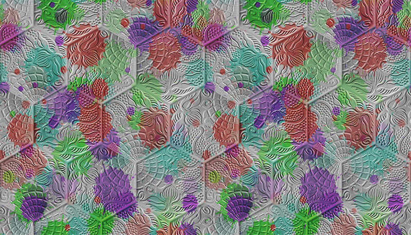 Alfombra vinilo salón baldosas Gaudí coloridas - TenVinilo