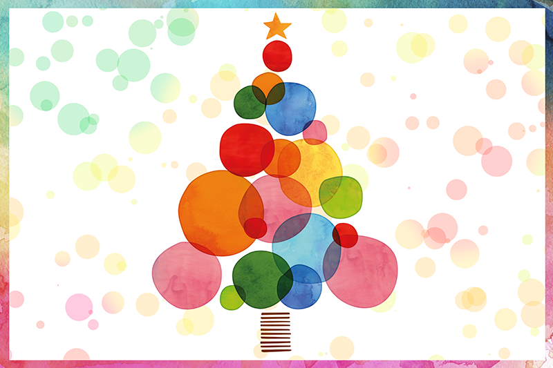 Alfombra vinilo árbol de Navidad acuarela - TenVinilo