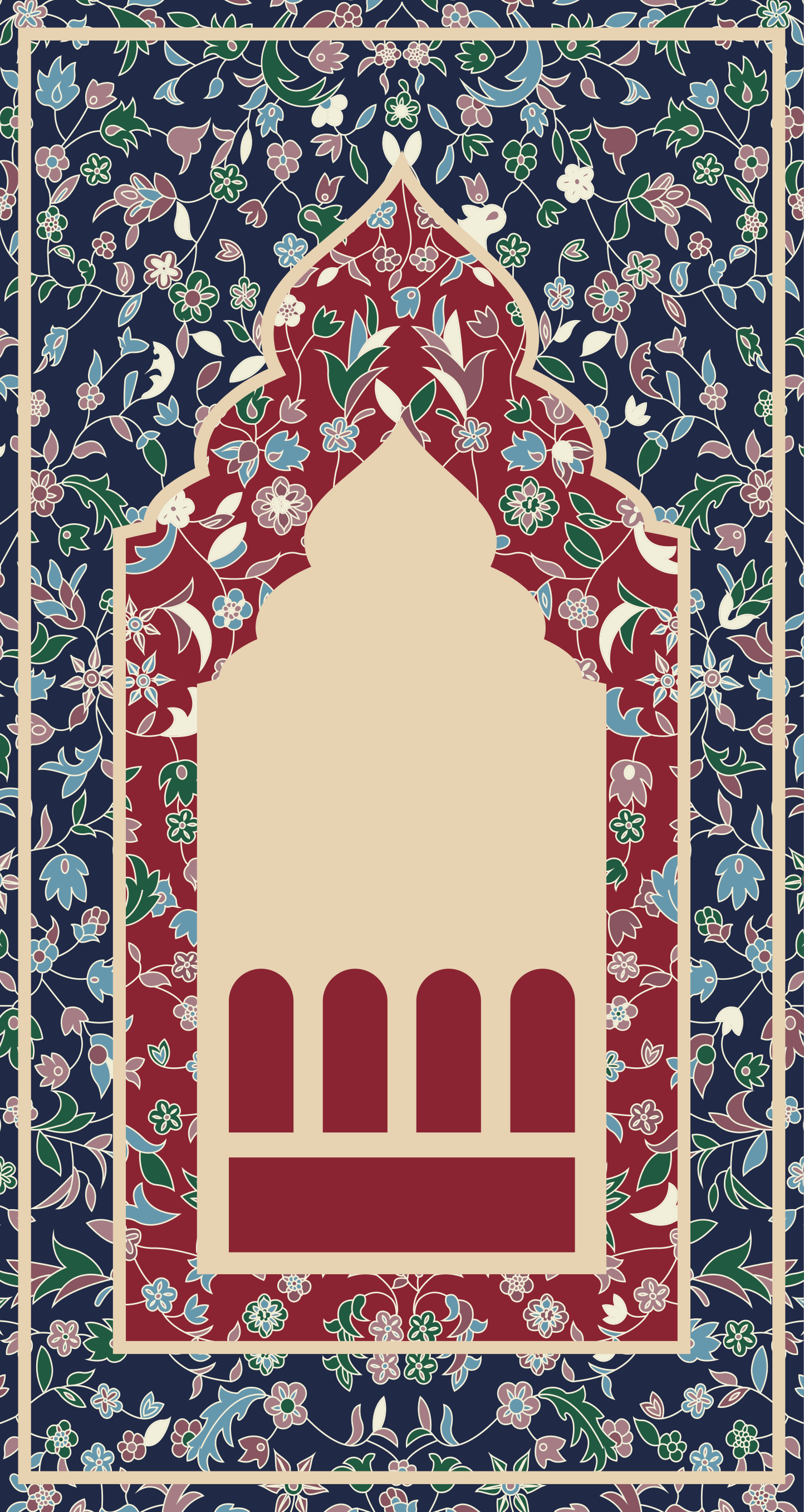 Alfombra vinilo rectangular persa patrón floral - TenVinilo