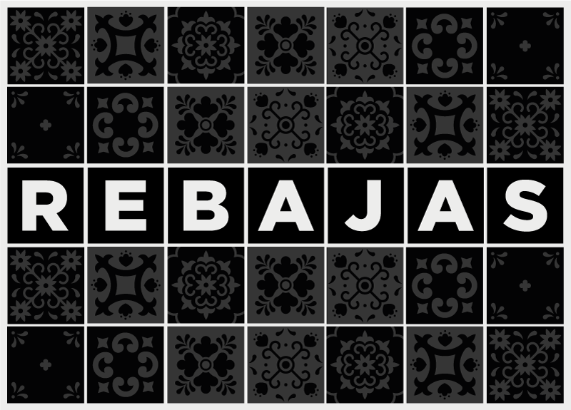 Alfombra vinílica negra patrón azulejos Rebajas - TenVinilo