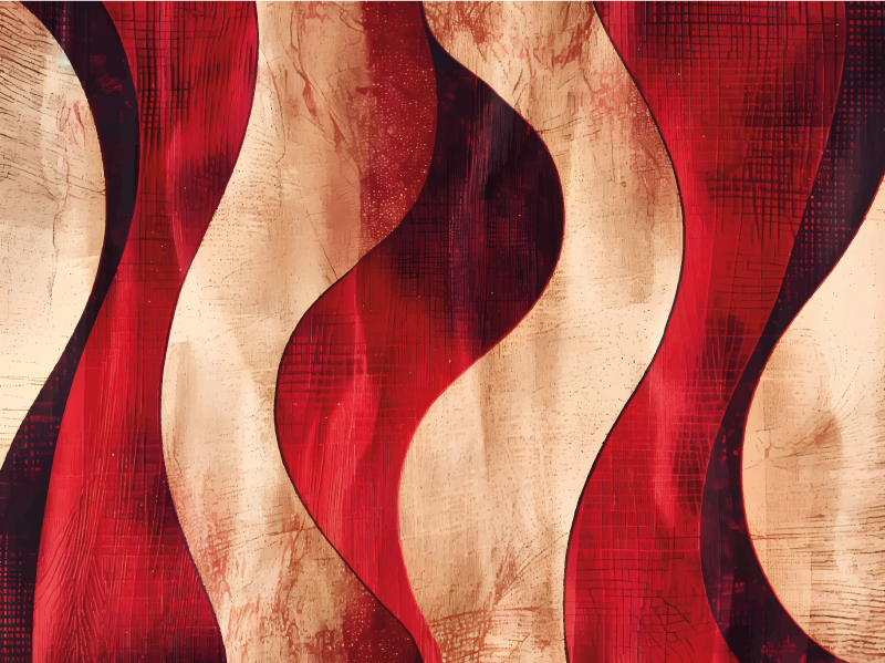 Alfombra vinílica roja patrón de ondas modernas - TenVinilo