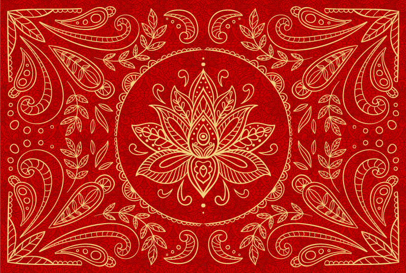 Alfombra vinílica roja diseño de mandala vintage - TenVinilo
