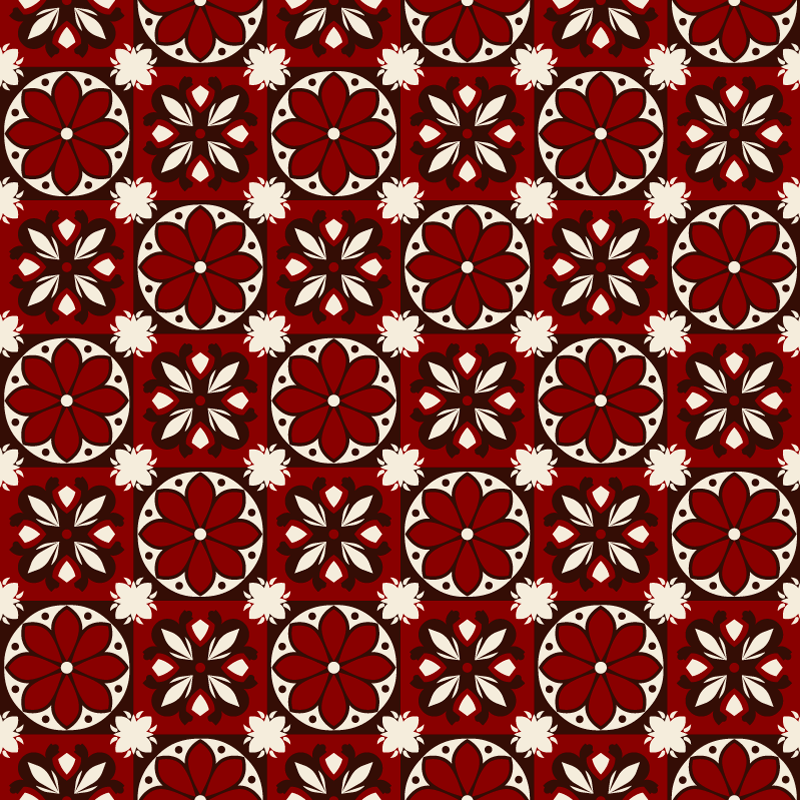 Alfombra vinílica roja patrón de azulejos antiguos - TenVinilo