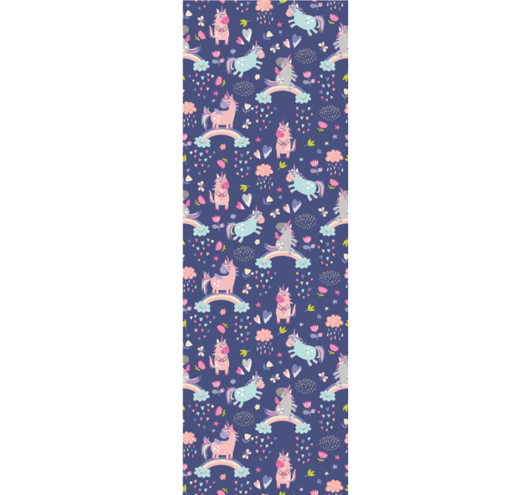 Papel mural infantil patrones de unicornio coloridos - TenVinilo