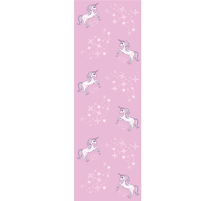 Papel mural infantil unicornios rosados estrellados - TenVinilo