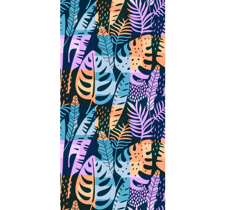 Papel mural hojas arte de colores tropicales - TenVinilo