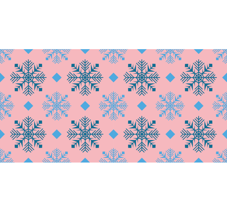 Papel mural navideño diseño de copos de nieve rosa y azul - TenVinilo