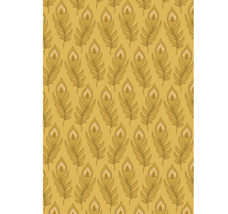 Papel mural animal pavo floral azul con flores doradas - TenVinilo