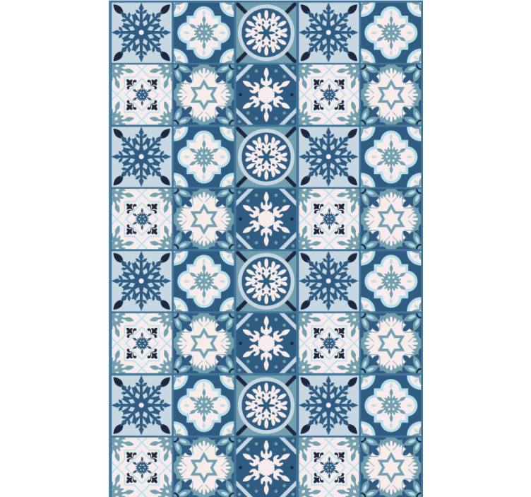 Papel mural navideño azulejos de copos azules - TenVinilo