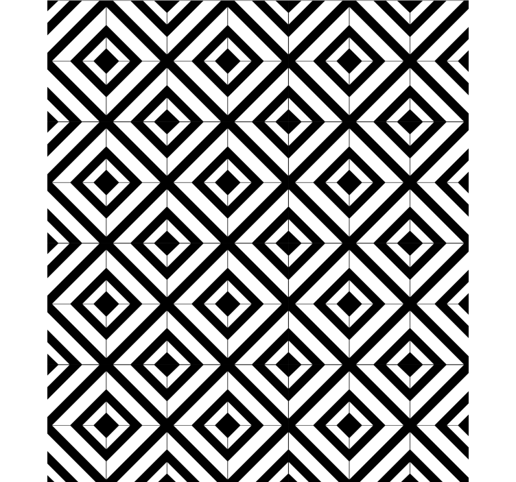 Papel mural geométrico diamantes en blanco y negro - TenVinilo