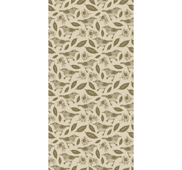 Papel mural infantil pájaros en la naturaleza y plantas - TenVinilo