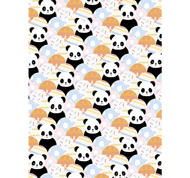 Papel mural infantil diseño patchwork panda - TenVinilo