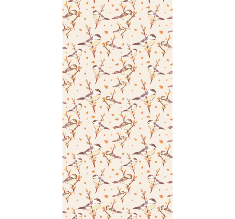 Papel mural infantil aquarella pájaros en ramas - TenVinilo