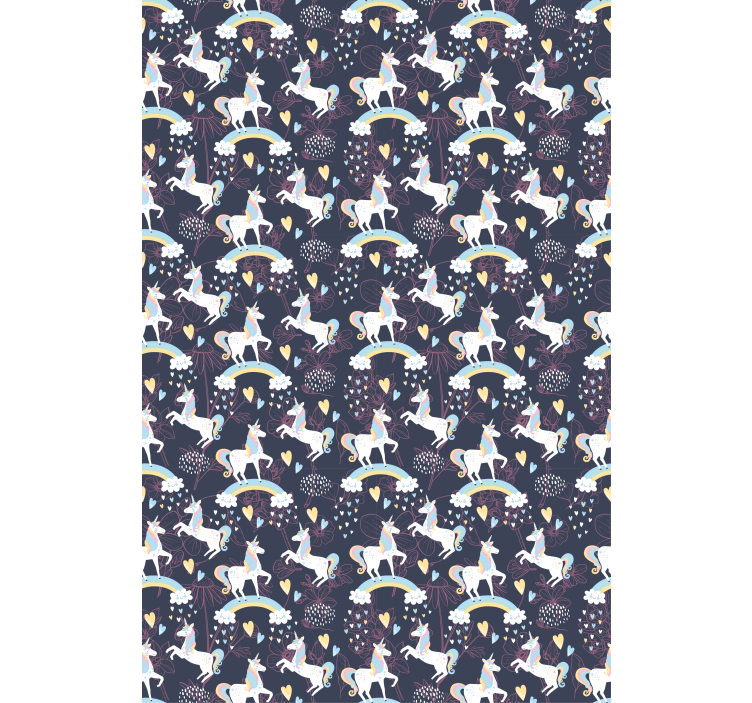 Papel mural infantil unicornios rosas florales - TenVinilo
