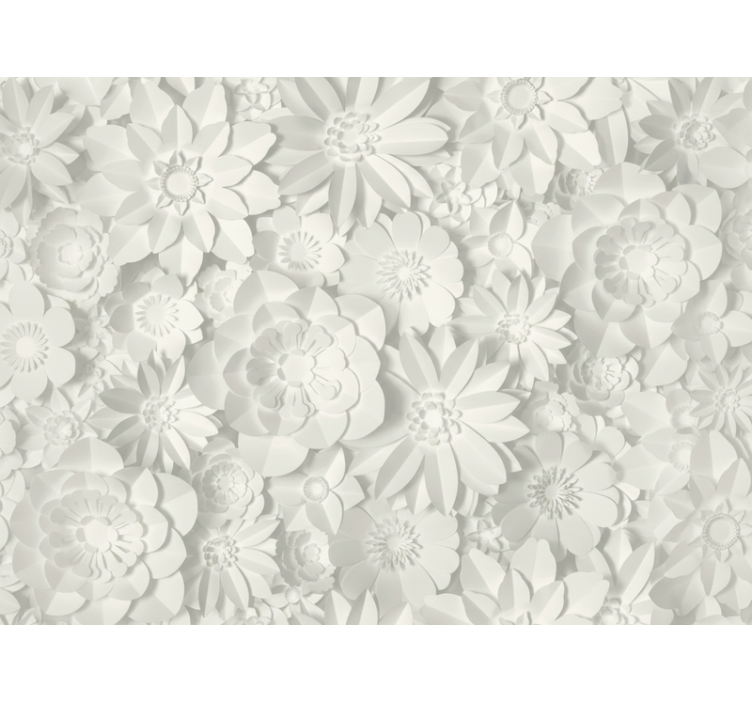Papel mural living comedor tapete bloom blanco - TenVinilo