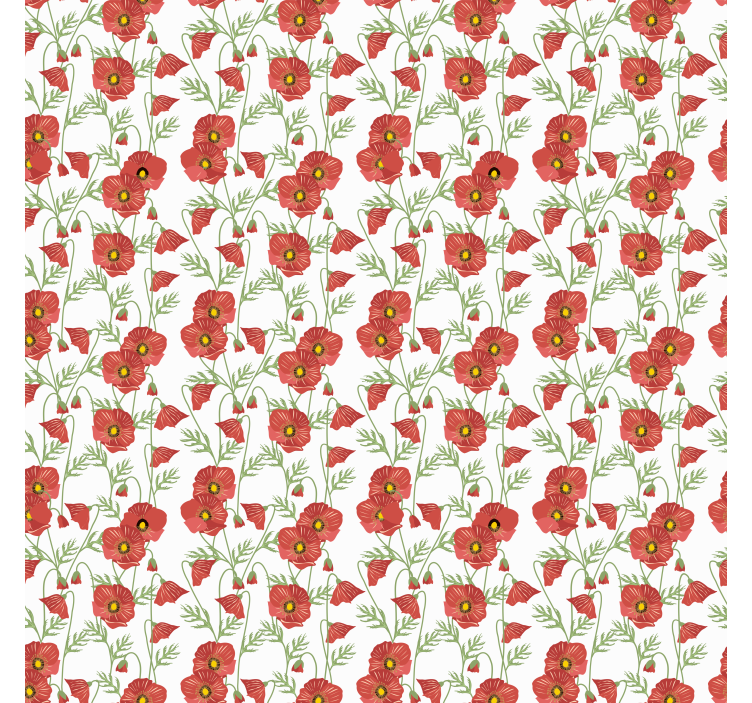 Papel mural pasillo patrón de amapolas rojas - TenVinilo