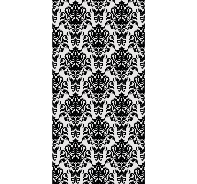 Papel mural clásico con patrón floral en blanco y negro - TenVinilo