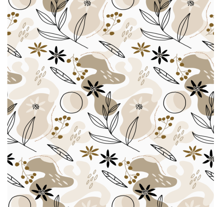 Papel pintado flores patrón de hojas rosa y beige - TenVinilo