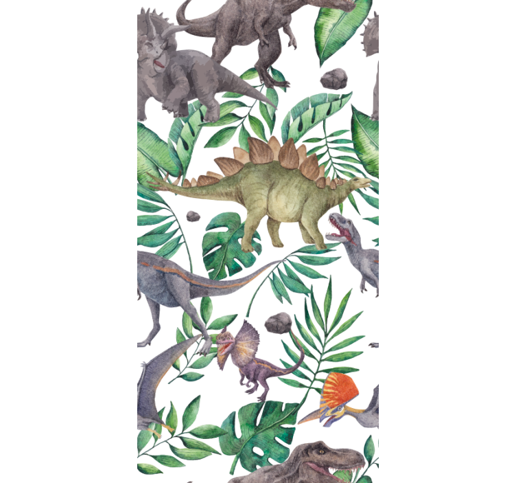 Papel mural dinosaurios patrón acuarela jurásico - TenVinilo