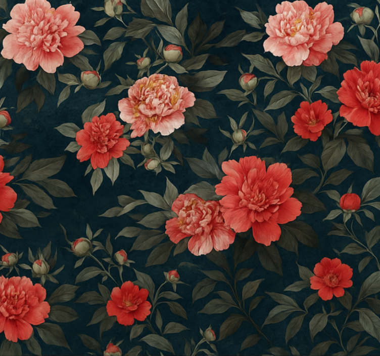 Papel mural living comedor botánico oscuro vintage - TenVinilo