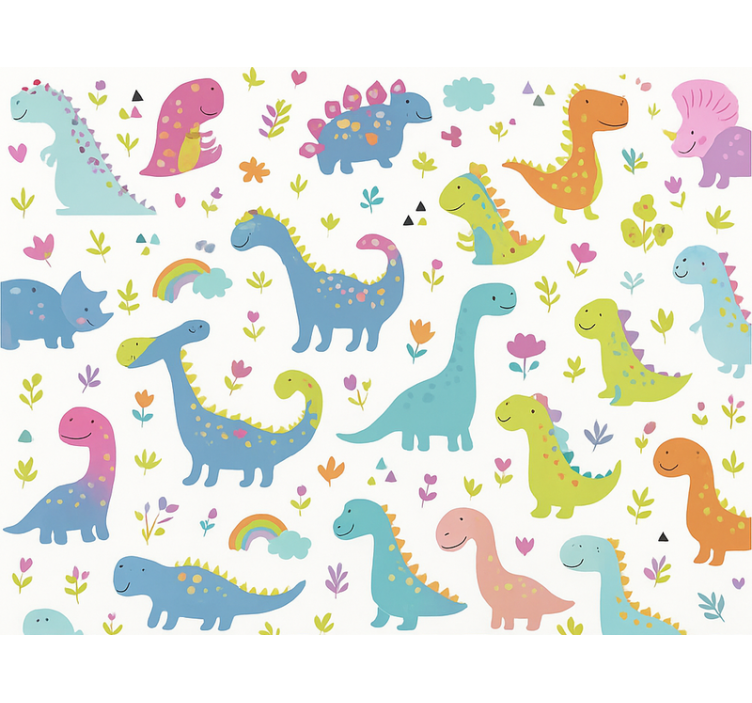Papel mural infantil dinosaurio colorido - TenVinilo