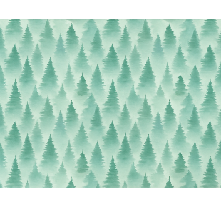 Papel mural paisaje bosque de pinos nebuloso - TenVinilo