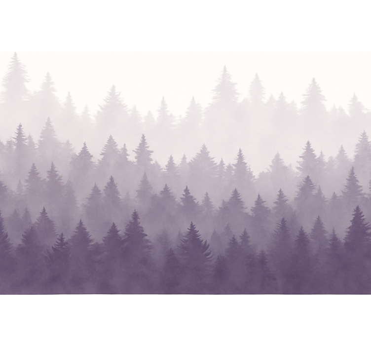 Papel mural paisaje bosque de niebla púrpura - TenVinilo