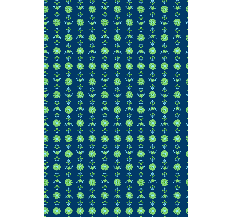 Papel pintado flores patrón polaco tradicional verde y azul - TenVinilo