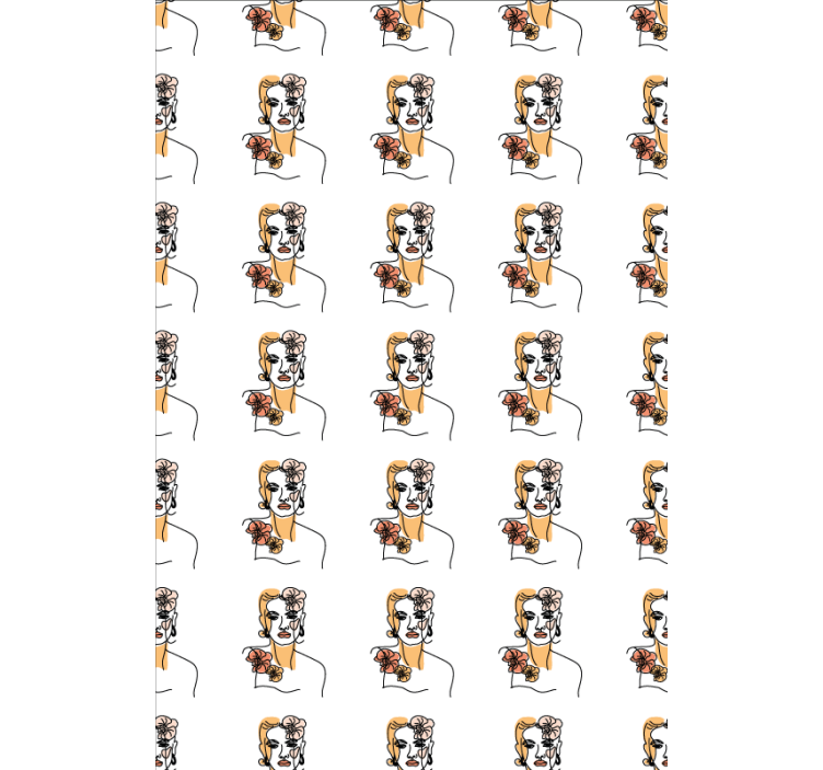 Papel mural floral rostro minimalista con orquídeas - TenVinilo