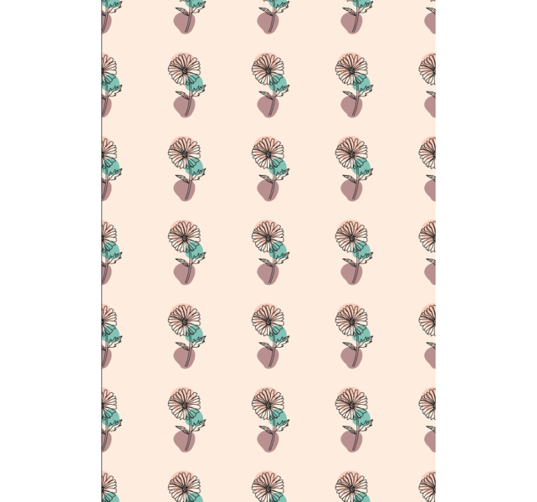 Papel mural floral diseño lineal de flores margarita - TenVinilo