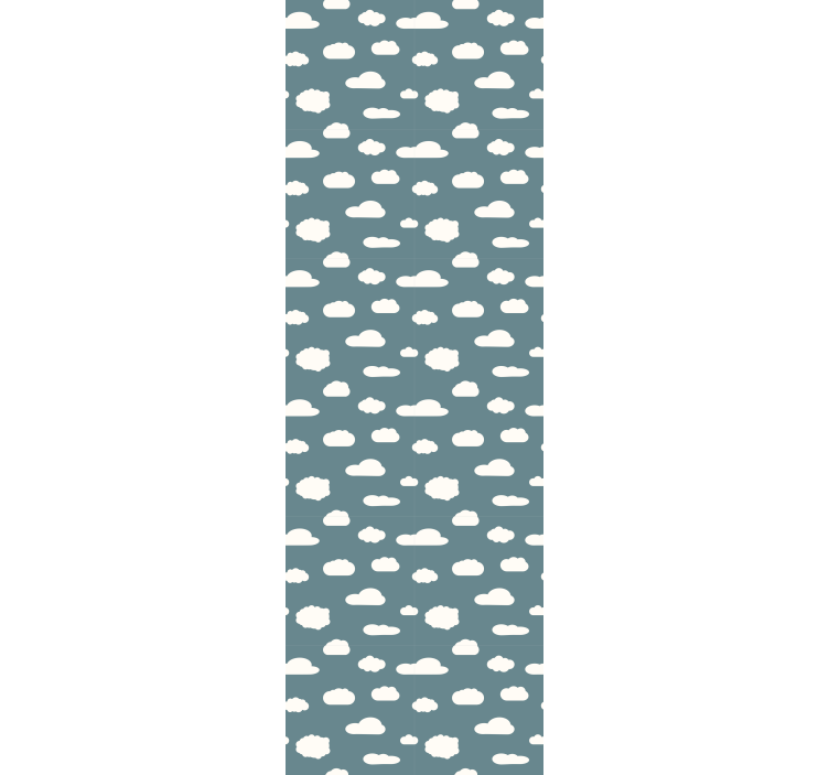 Papel mural dormitorio patrón blanco sobre fondo azul - TenVinilo