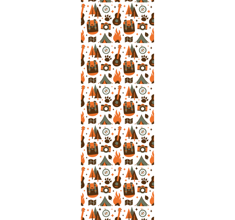 Papel mural dormitorio montañas oso madera fuego - TenVinilo