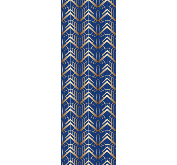 Papel mural dormitorio arte moderno azul y dorado - TenVinilo