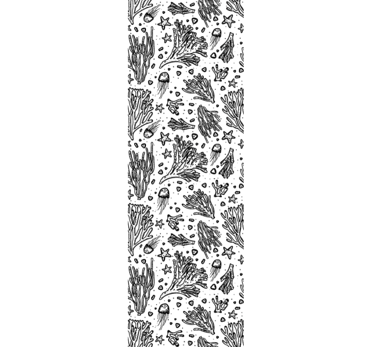 Papel mural dormitorio criaturas marinas en silueta negra - TenVinilo