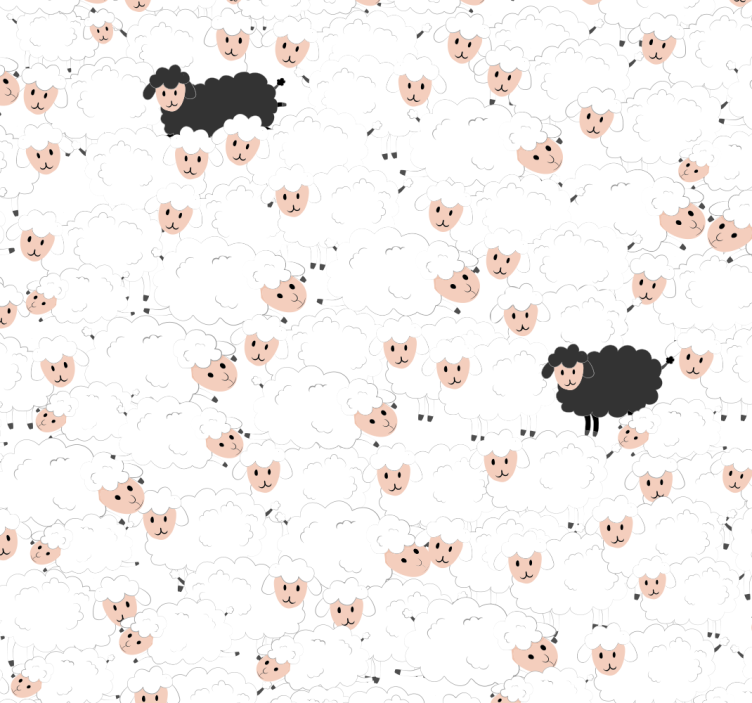 Papel pintado infantil ovejas estampadas  - TenVinilo