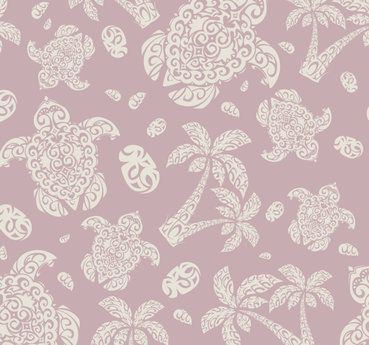 Papel pintado infantil rosa tortugas hawaianas - TenVinilo