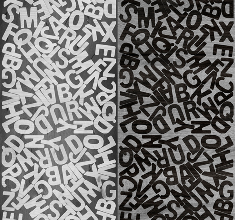 Papel pintado recibidor patrón gris de letras - TenVinilo