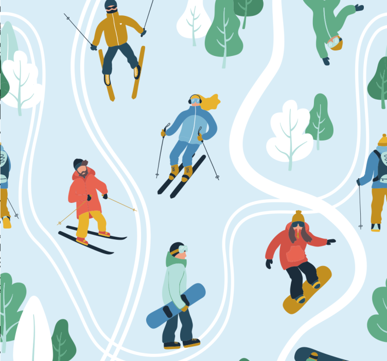 Papel mural bebé deportes de invierno juguetones - TenVinilo