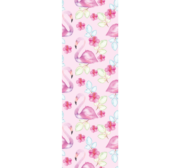 Papel mural animal flamencos florales - TenVinilo