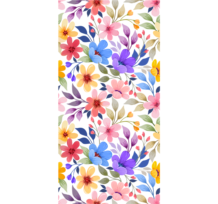 Papel pintado floral Patrón de flores de colores florecientes - TenVinilo