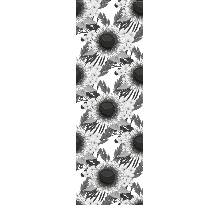 Papel pintado flores Girasoles en blanco y negro - TenVinilo