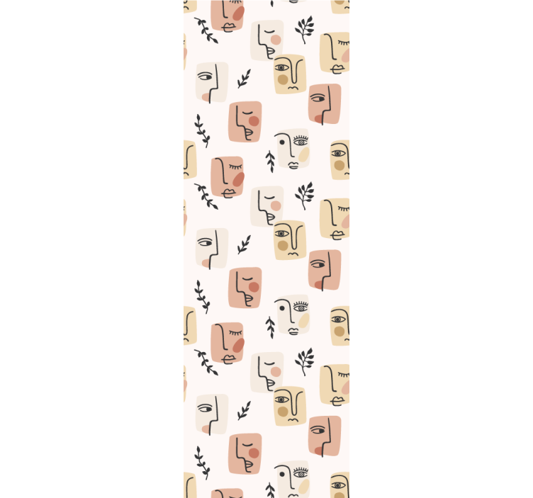 Papel mural arte patrones faciales abstractos - TenVinilo