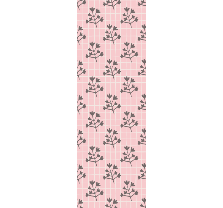 Papel mural hojas patrón de cuadrícula botánica - TenVinilo