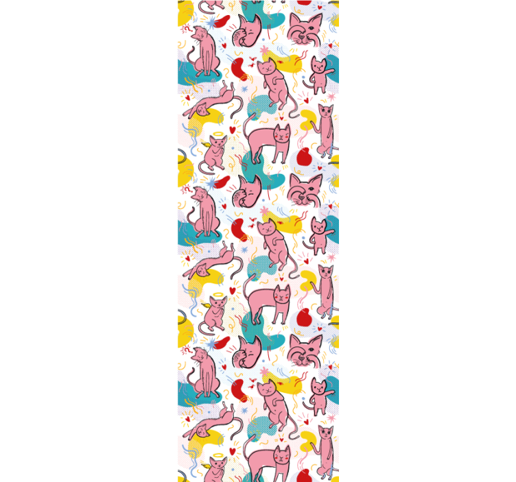 Papel pintado gatos Gatos rosados abstractos - TenVinilo