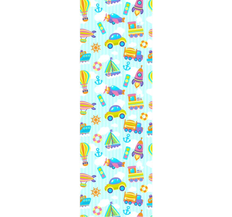 Papel mural infantil transporte juguetón - TenVinilo