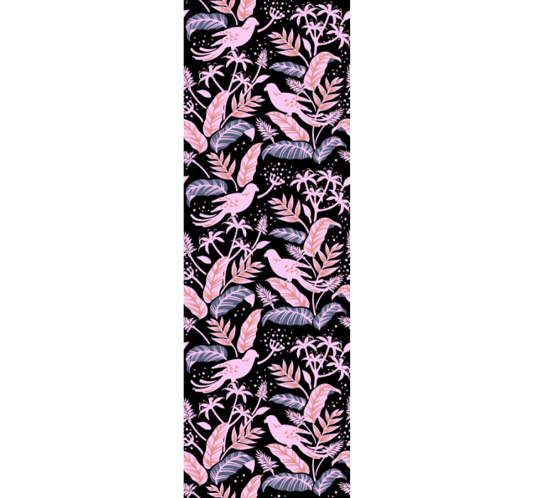 Papel mural ornamental pájaros armonía floral - TenVinilo