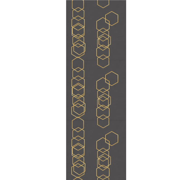 Papel pintado rústico Hexágonos dorados con fondo gris - TenVinilo