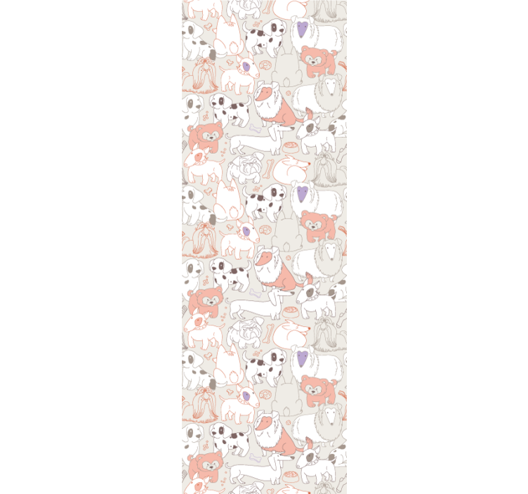 Papel pintado baño Patrón de cachorros rosa y blanco - TenVinilo